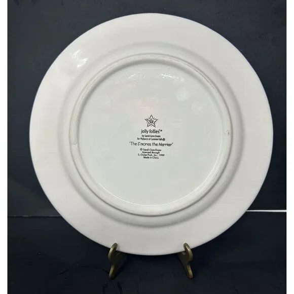 (2) SANDI GORE EVANS THE S'MORES THE MERRIER Jolly Follies Dinner Plates Snowmen - Picture 9 of 13